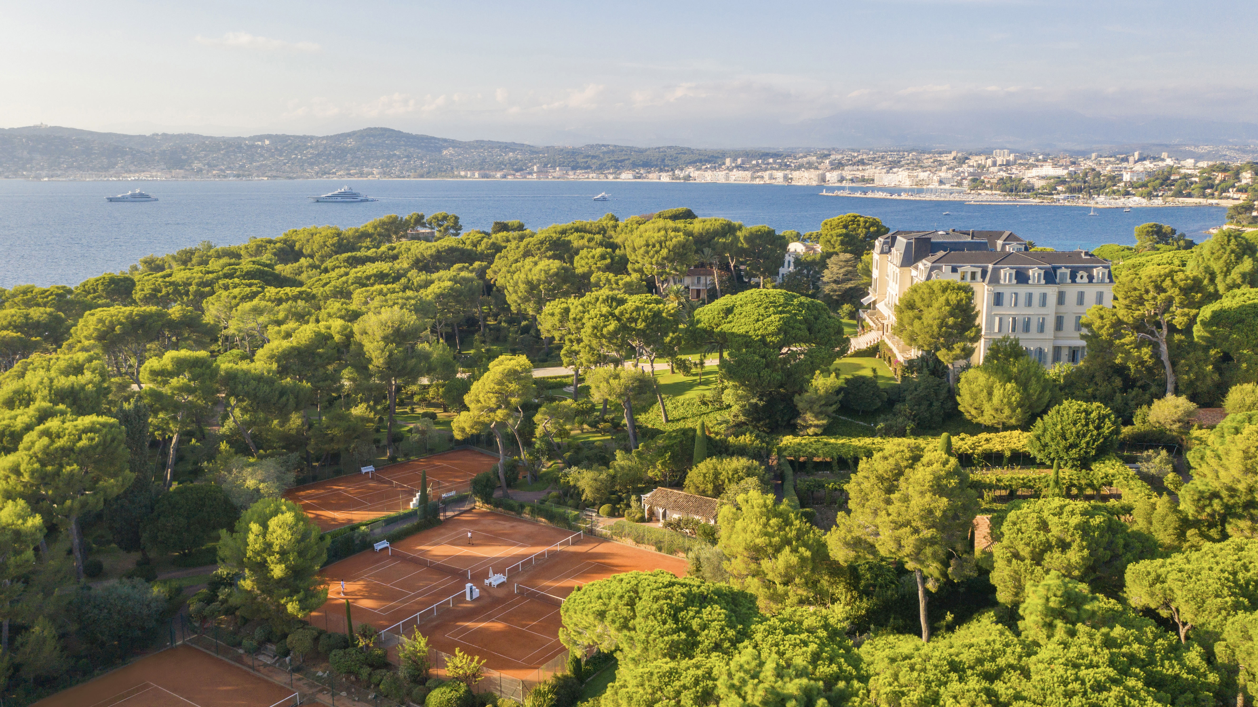 Clay tennis courts on the French Riviera