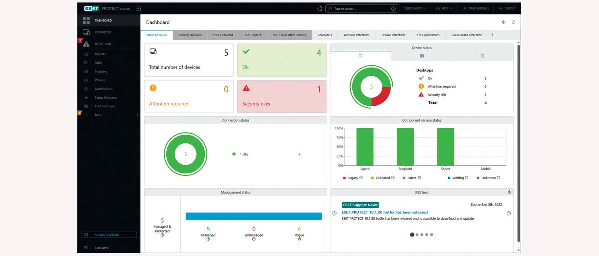 The Eset Protect Cloud Avanced interface