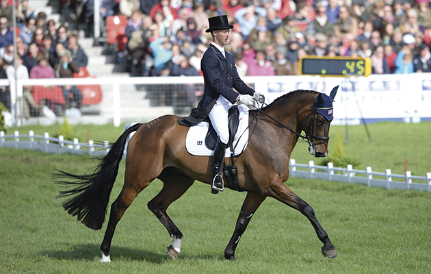 Clark Montgomery (USA) riding Loughan Glen during the Dressage at the Badminton Horse Trials Gloucestershire, UK, 7-11th May, 2014