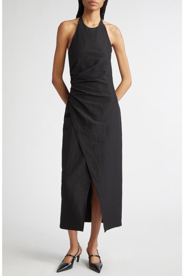 Sylvie Halter Neck Linen Blend Dress