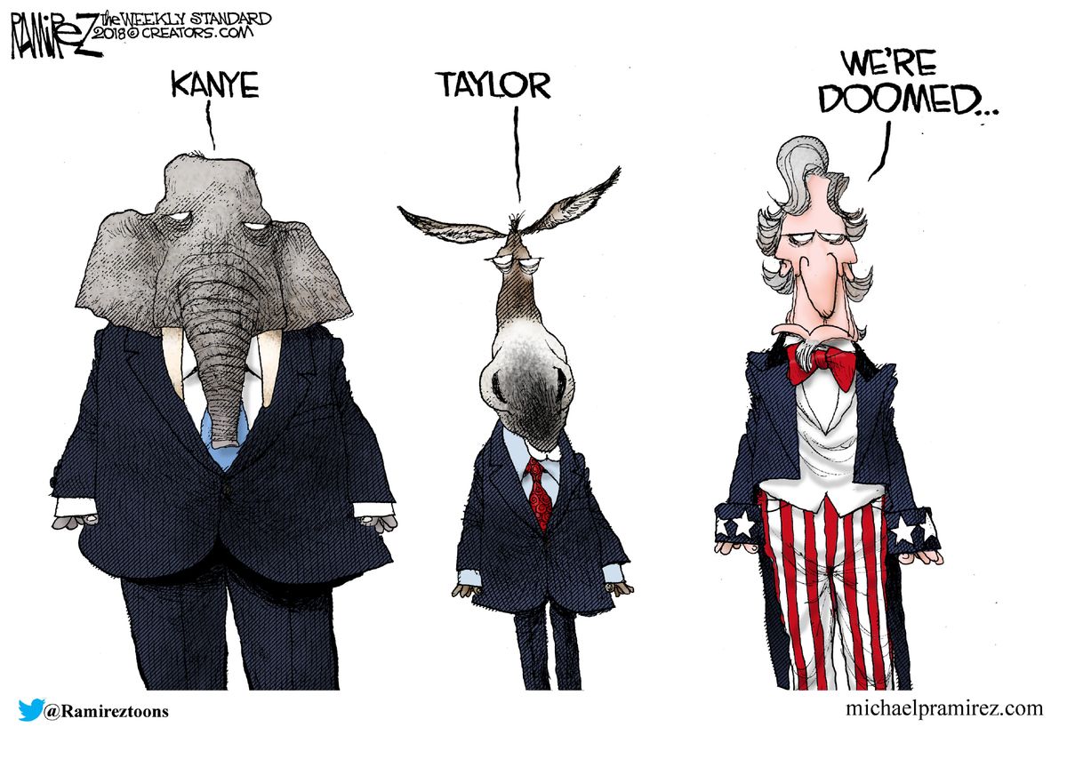 Political cartoon U.S. GOP Kanye Democrats Taylor Swift Uncle Sam ...