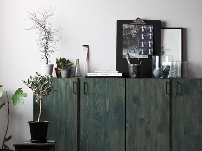 Ikea Ivar hacks green and black waxed sideboard with black handles