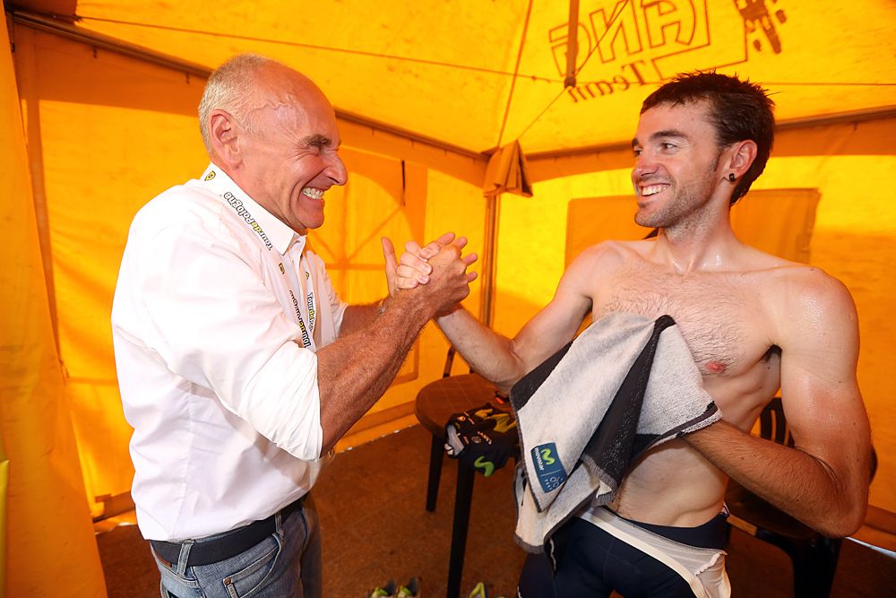 Ion Izagirre (Movistar Team) celebrates his overall win at the Tour de Pologne