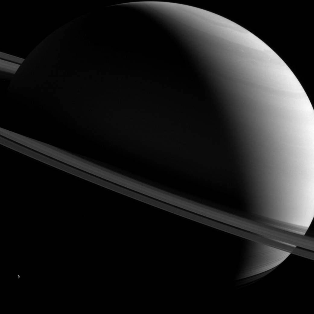 Saturn, Half-Lit and Tilted