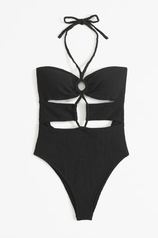 Swim Trends 2024 | Abercrombie & Fitch Halter O-Ring One-Piece Swimsuit