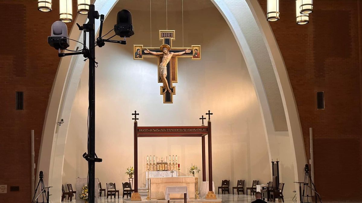 An Arizona Church alter with JVC Professional PTZ cameras on it for streaming.