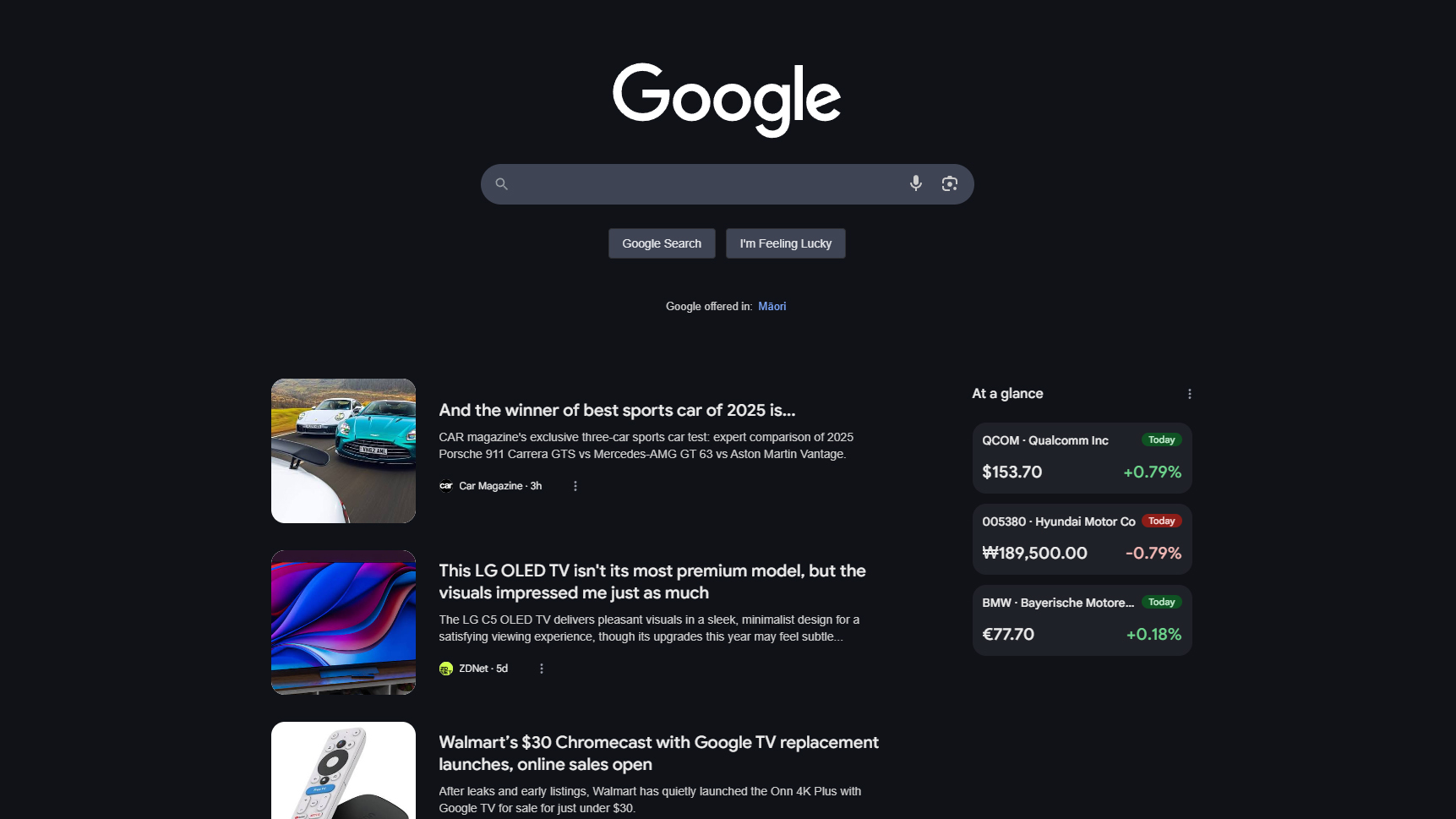 Google Discover on desktop