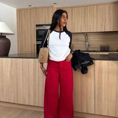 An image of the red jeans trend.
