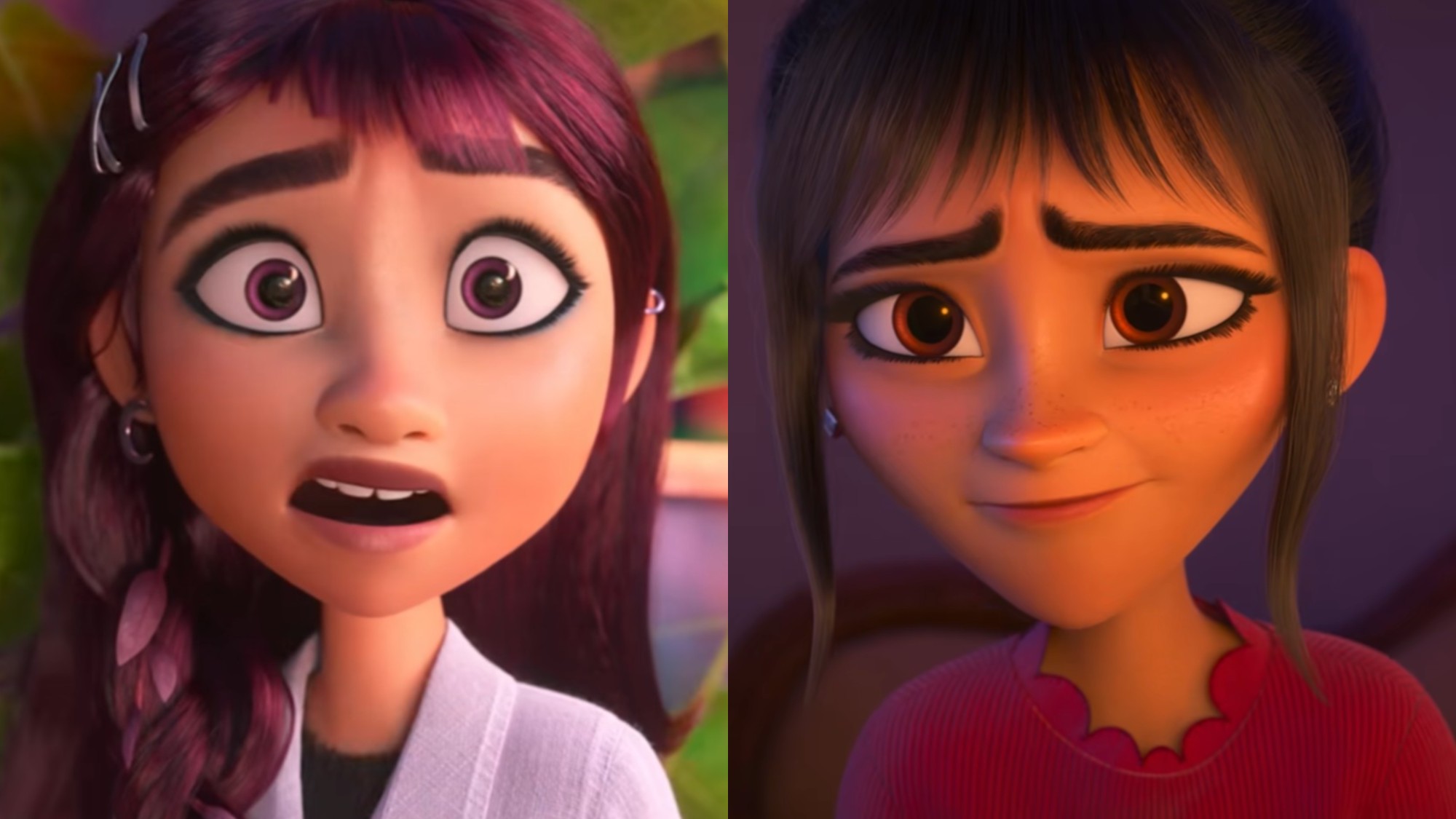 From left to right: a side by side of Billie and Alice in Hexed. 