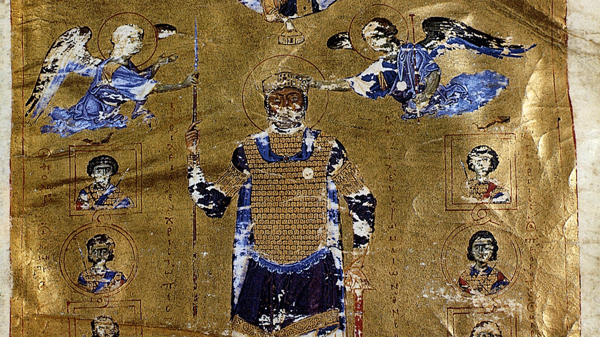 a golden tapestry depicting Emperor Basil II