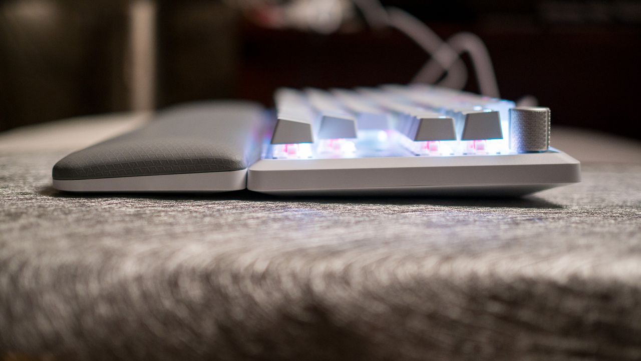 Corsair K70 Pro TKL with wrist rest side view