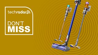 Three Dyson vacuums on an image with the badge 'Don't miss'