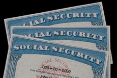 Lake Elsinore, CA, USA - March 12, 2025: Close up of a stack of SSN cards.