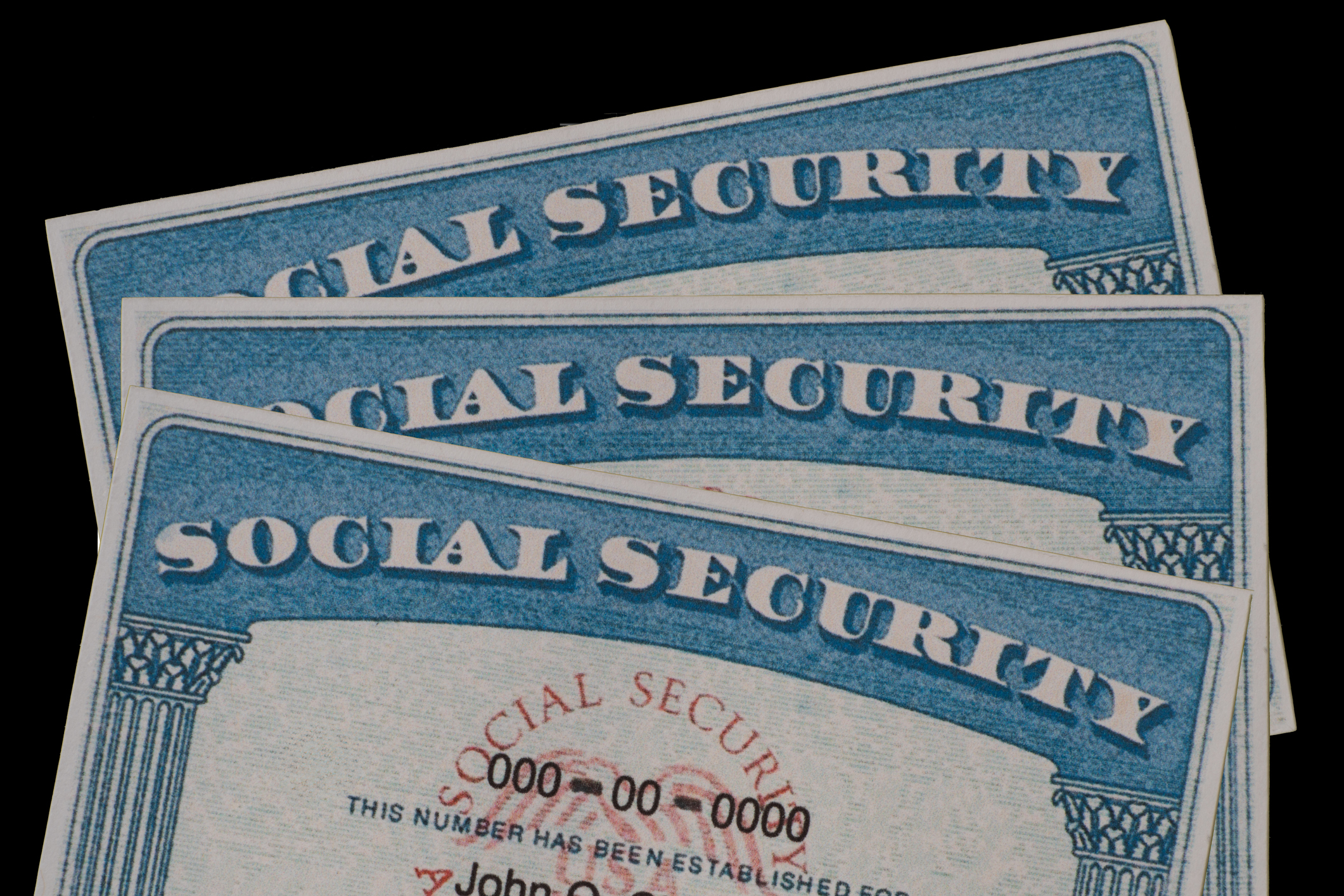 Lake Elsinore, CA, USA - March 12, 2025: Close up of a stack of SSN cards.