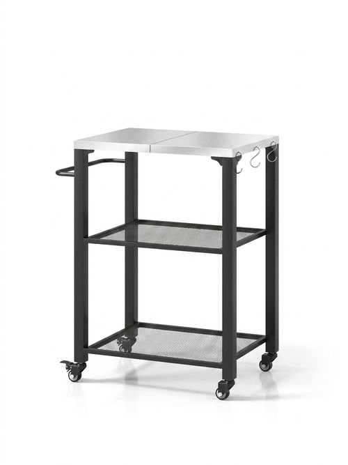 Outsunny Three-Shelf Outdoor Grill Cart With Stainless Steel Top