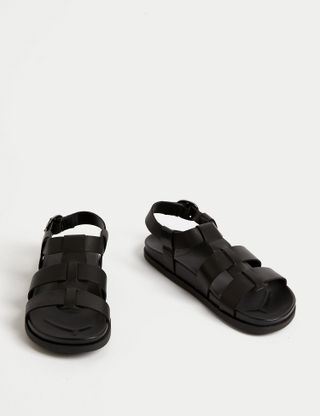 M&S Collection, Leather Ankle Strap Footbed Sandals