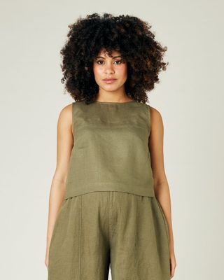 Esme Khaki Linen Top