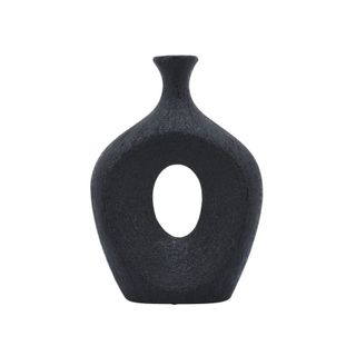 abstract rounded cut-out vase in black