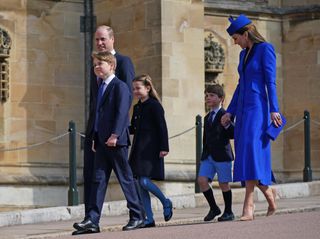 Prince William, Kate Middleton, Prince George, Princess Charlotte, and Prince Louis attend Easter Sunday church service