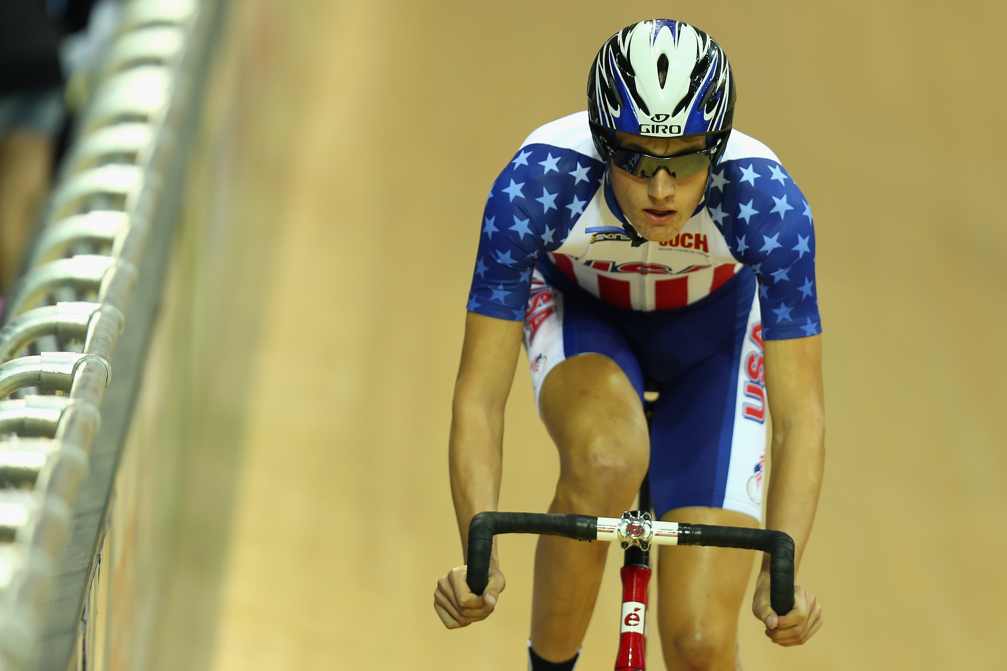 Zachary Carlson in action for the USA during round one of the Men's Omnium on day three of the 2013 UCI Juniors Track World Championships