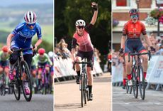 Collage of three female cyclists from Alba Road Team, Hutchinson-Brother and Pro Noctis