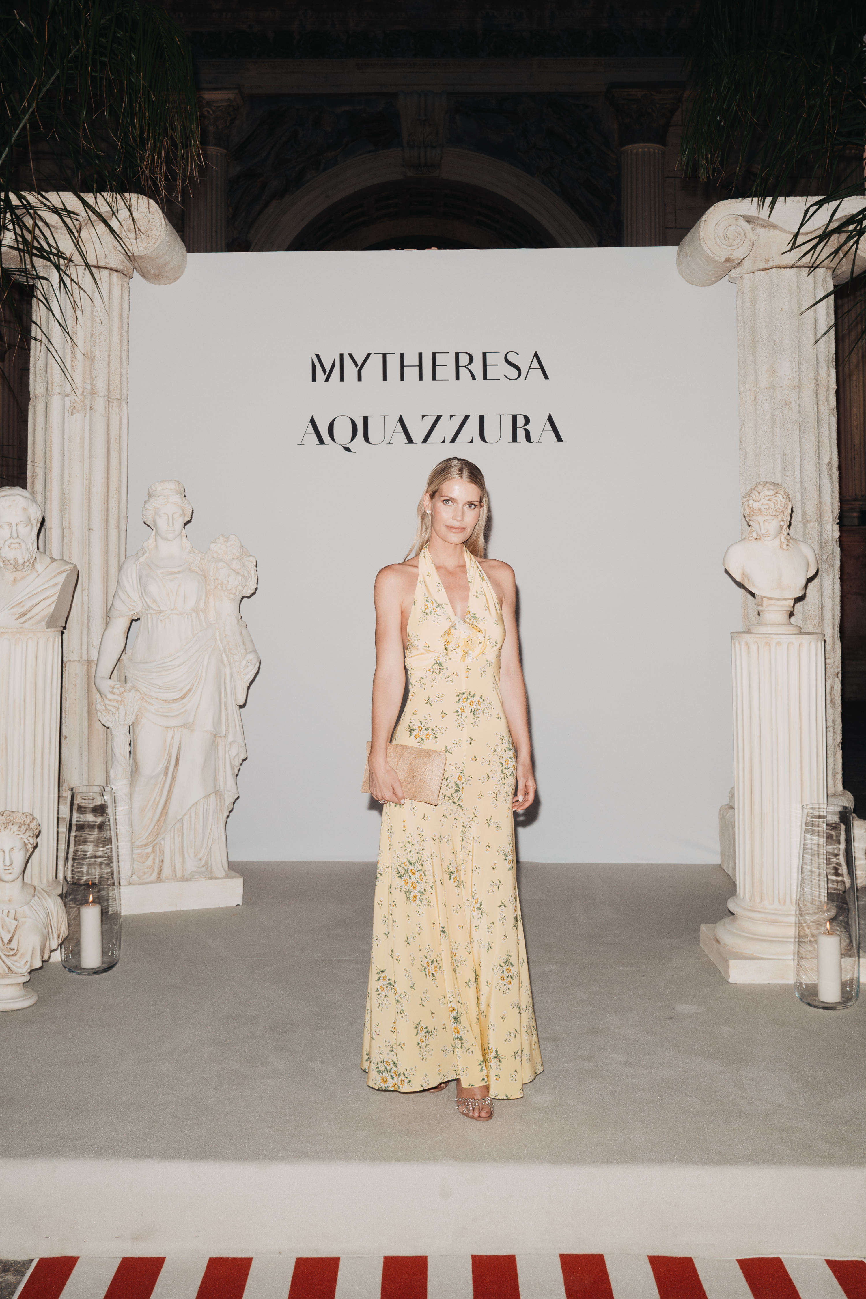 Lady Kitty Spencer wearing a yellow floral gown