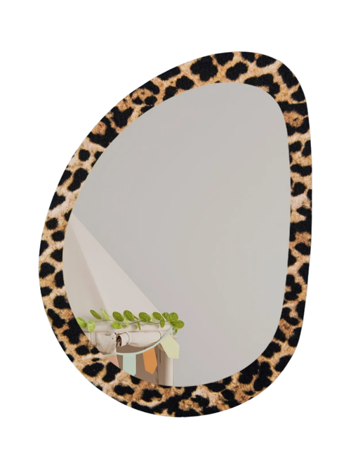 Asymmetrical Leopard Print Wall Mirror