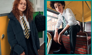 Two school children dressed in Matalan school uniform