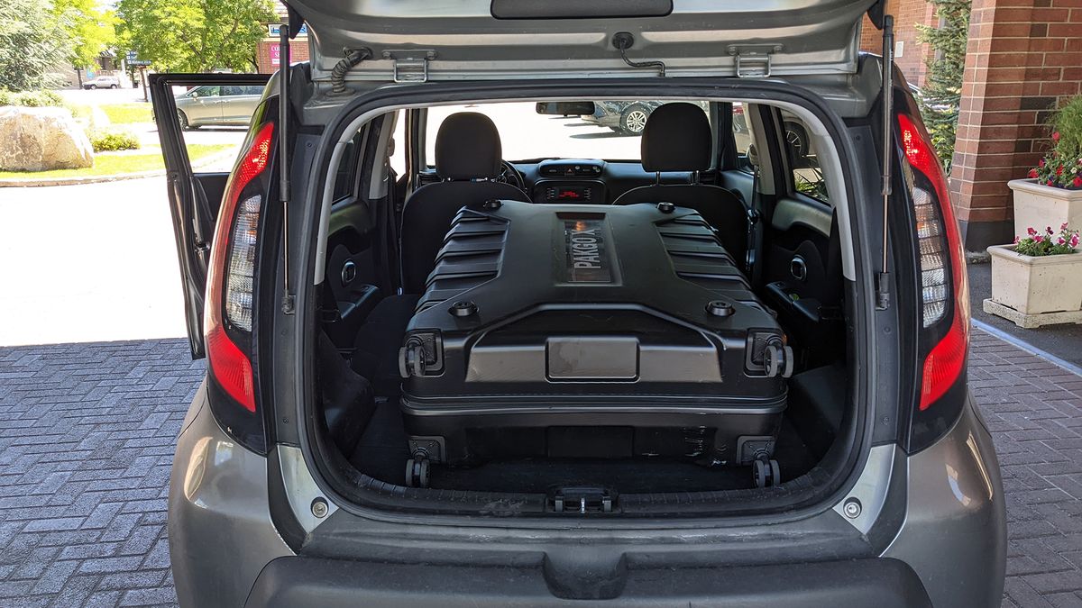 Topeak PakGo X in the back of a Kia Soul