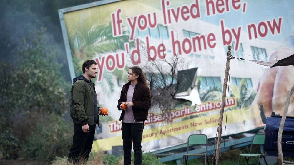 Josh McKenzie as Lucas, Lily Santiago as Veronica in La Brea season 2