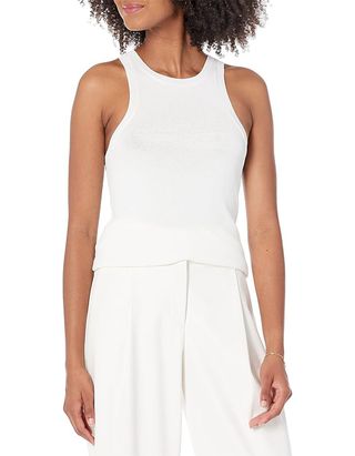 The Drop Women's @lucyswhims Fitted Cutaway Racer Tank Sweater,whisper White, Xxs