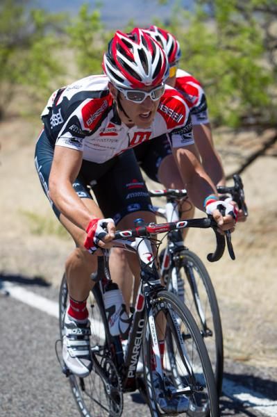 Ben Jacques-Maynes (Bissell) launches an attack as the road gets steeper.