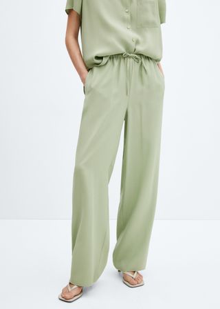 Wideleg Pants With Elastic Waist