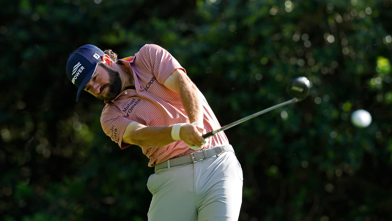 Cameron Young hits a driver off the tee