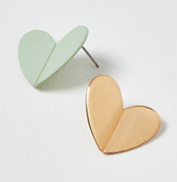 6. Alora Origami Heart Mismatch Stud Earrings