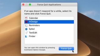 The Force Quit window in macOS.