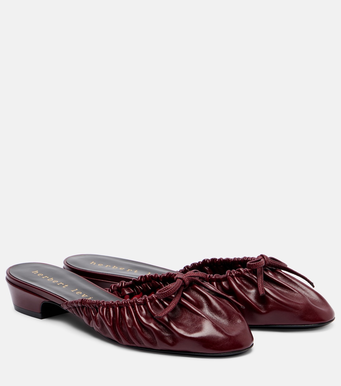 Gather Around Patent Leather Mules in Burgundy - Herbert Levine