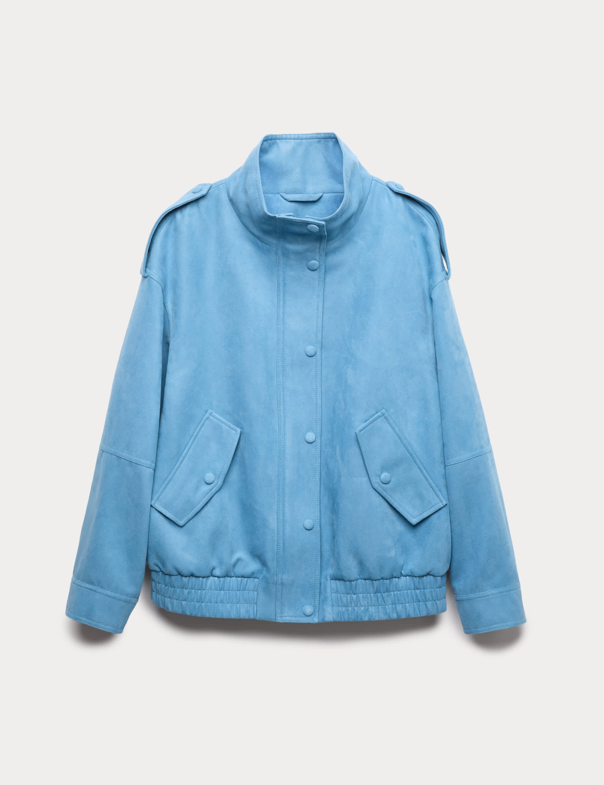 Suedette Funnel Neck Bomber Jacket