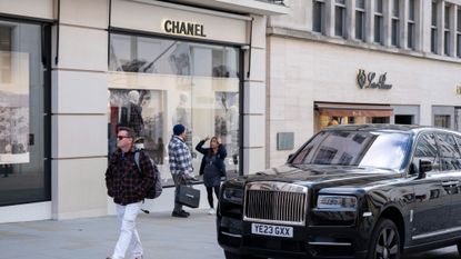 A Rolls Royce car parked outside a Chanel store in London in 2024.