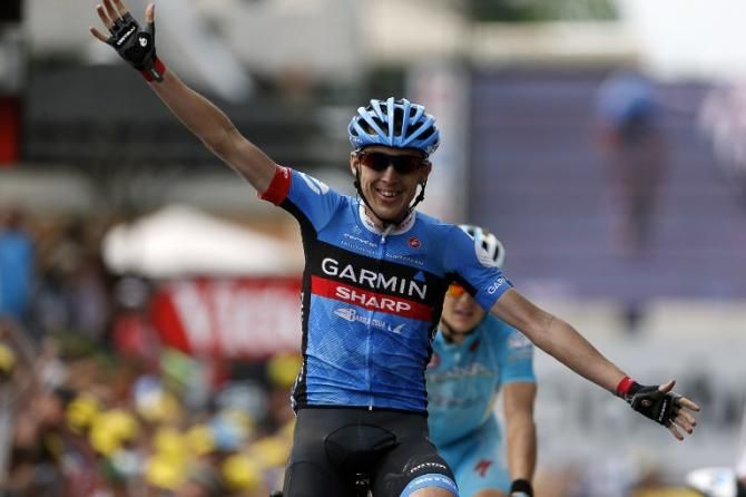 Dan Martin (Garmin-Sharp) on cloud nine having won the first Tour de France stage of his career