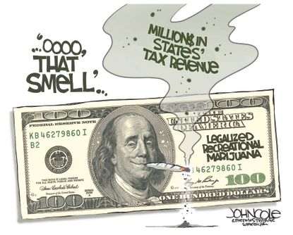 Editorial Cartoon U.S. Legalized Marijuana Revenue