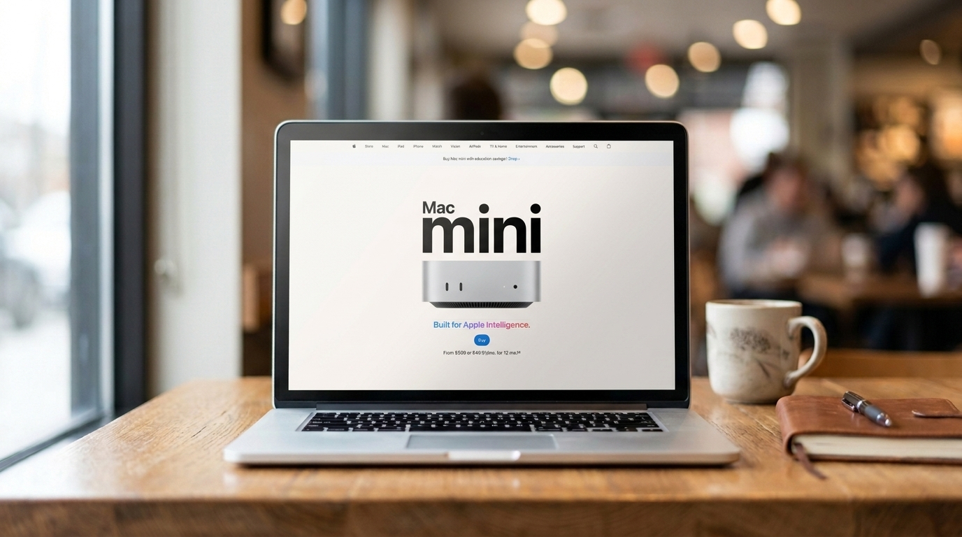 Mac Mini homepage on a macbook