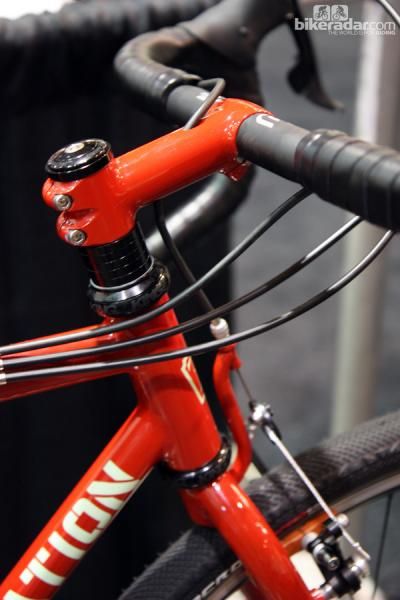 Check out the cable routing and the custom front housing stop on this True Fabrications 'cross bike.