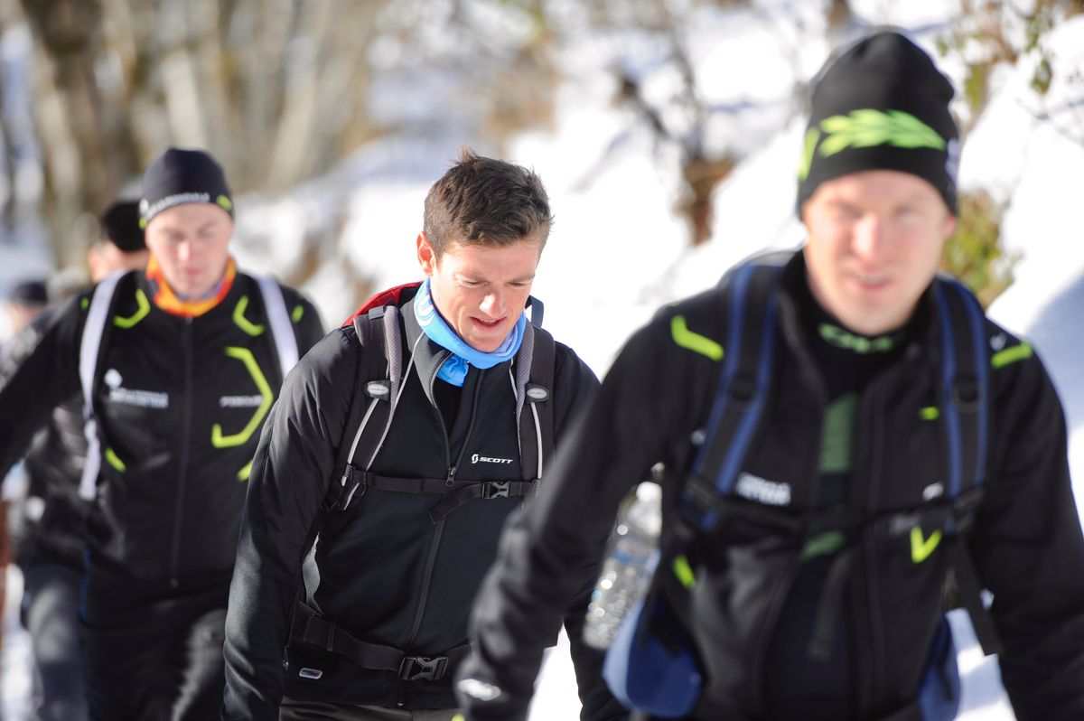 Jan Bakelants and Mathias Frank on the hike