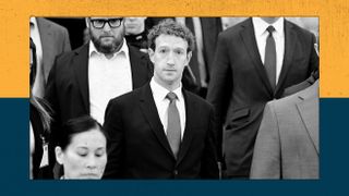 A man in a suit, surrounded by others, leaves a court building.