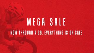 A screen grab from Mike's Bikes homepage which reads 'mega sale - now through 4.28, everything is on sale'