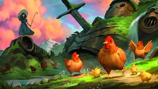 Create convincing environment. The herds of chickens ignored