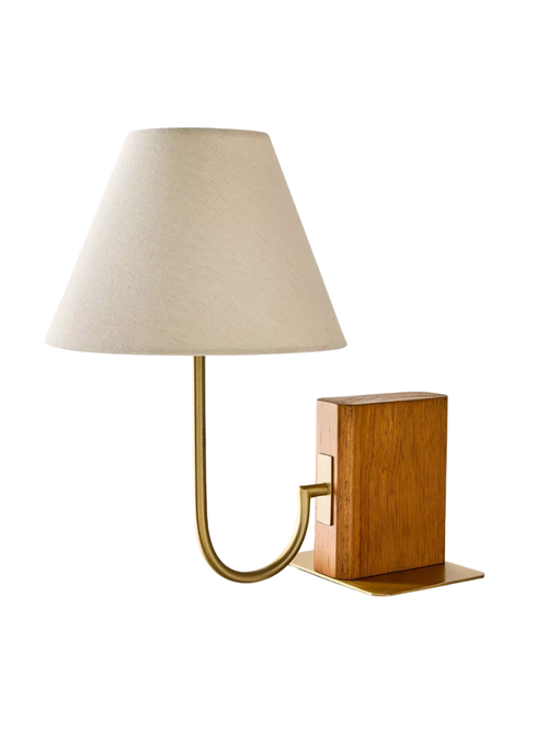 Wood Mid Tone Bookshelf Lamp