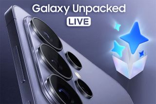 Galaxy S26 UItra cameras next to stars and Galaxy Unpacked live.