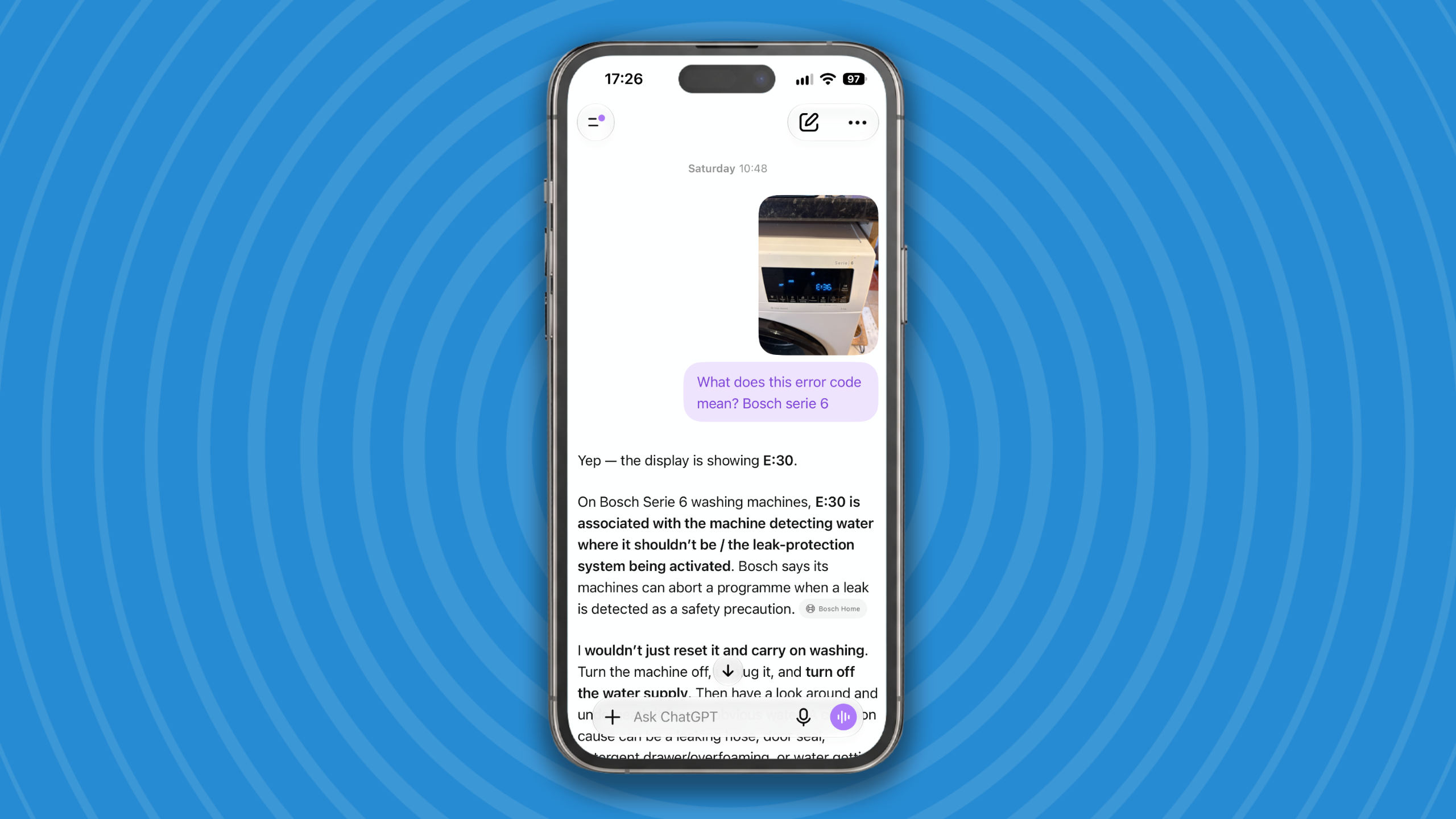 ChatGPT on an iPhone.